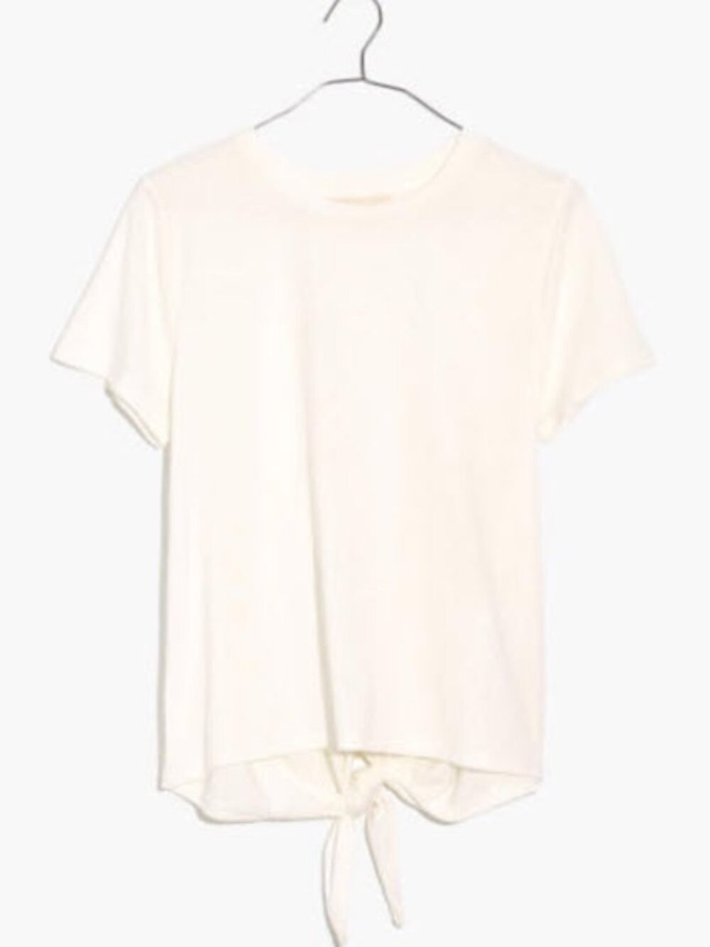 Madewell White Short Sleeve Knot Back Tee